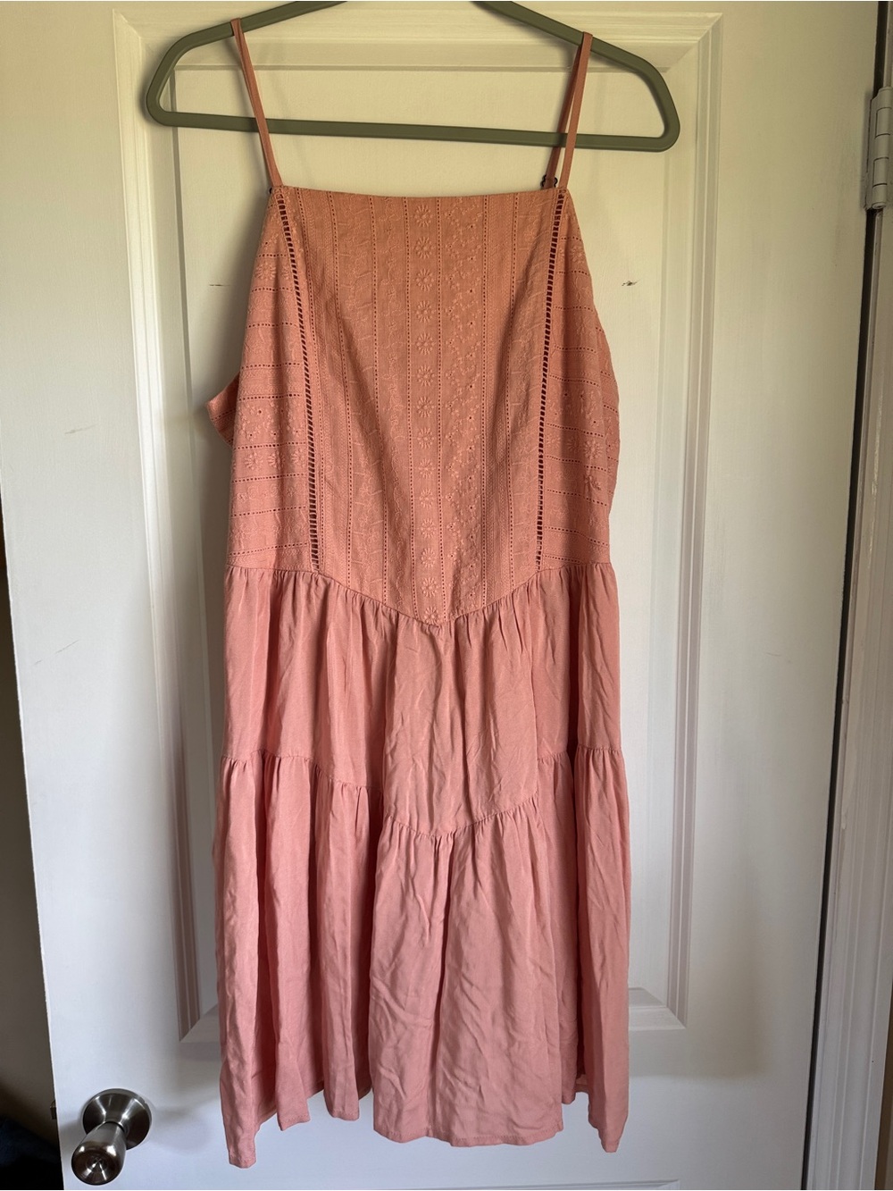 Pink Eyelet Tiered Dress